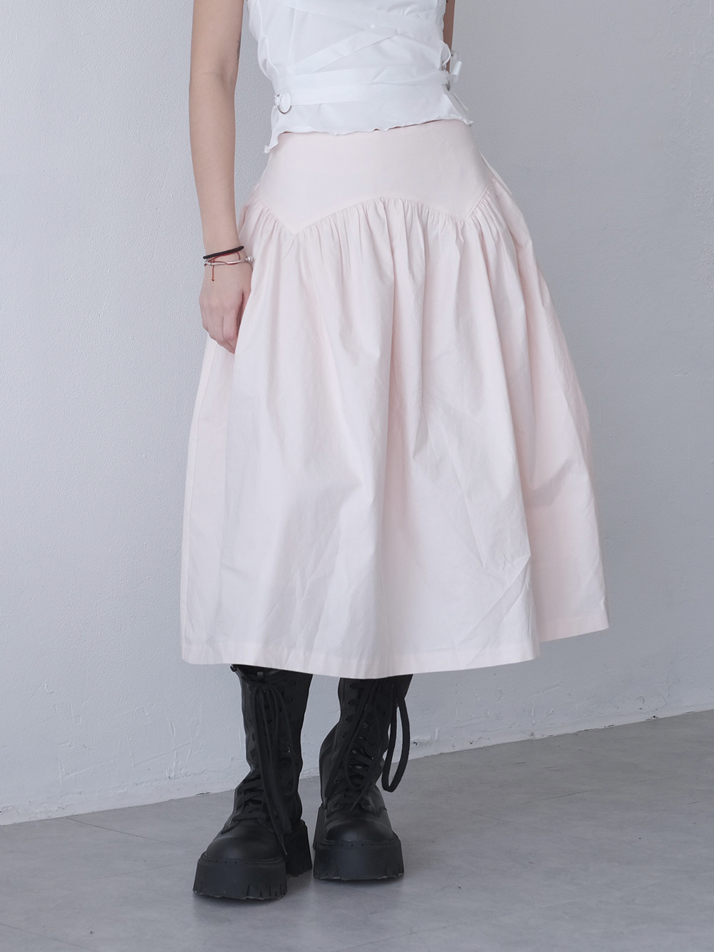 low shirring flare skirts