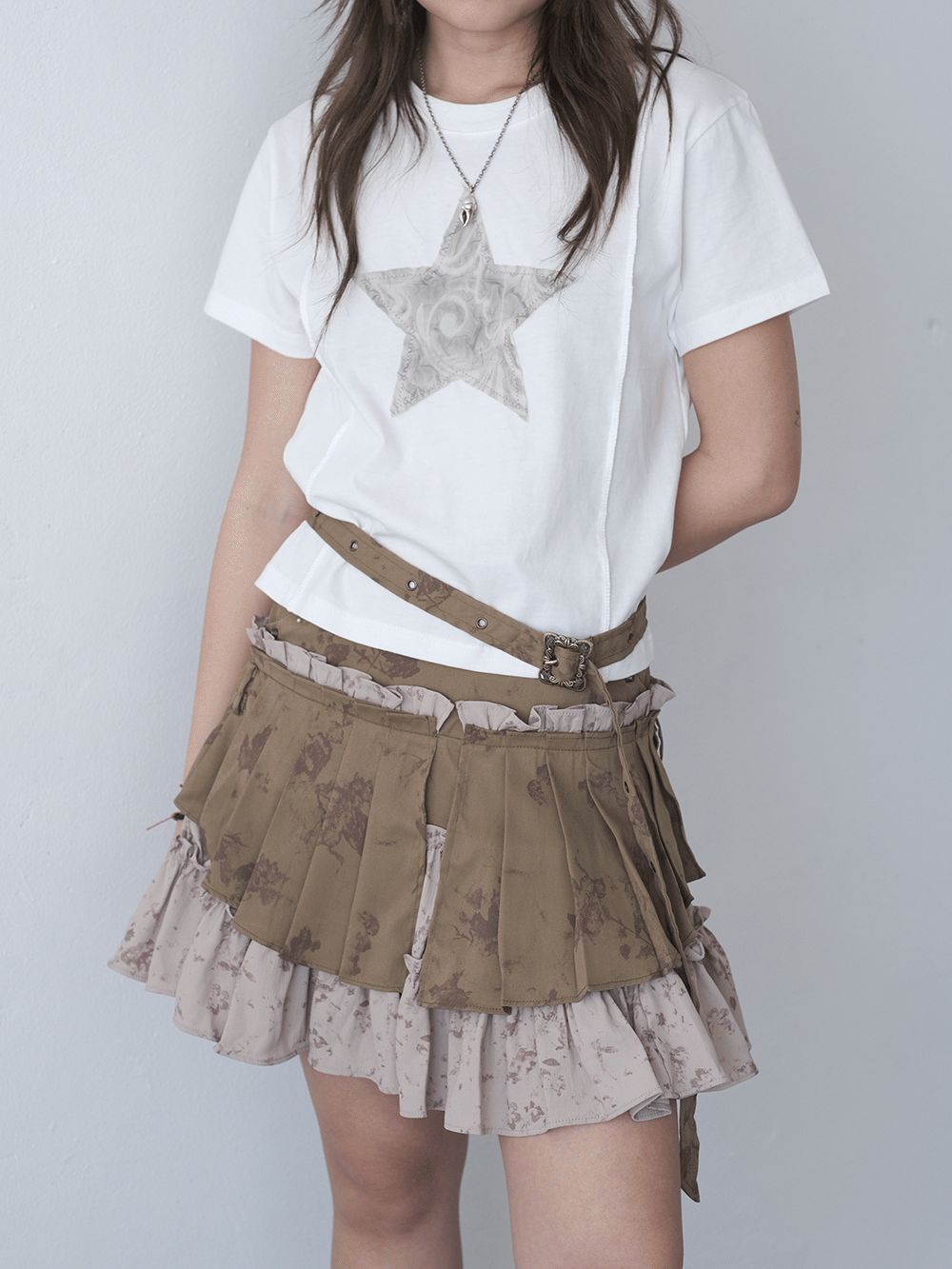 vintage frill layered skirts (belt-set)