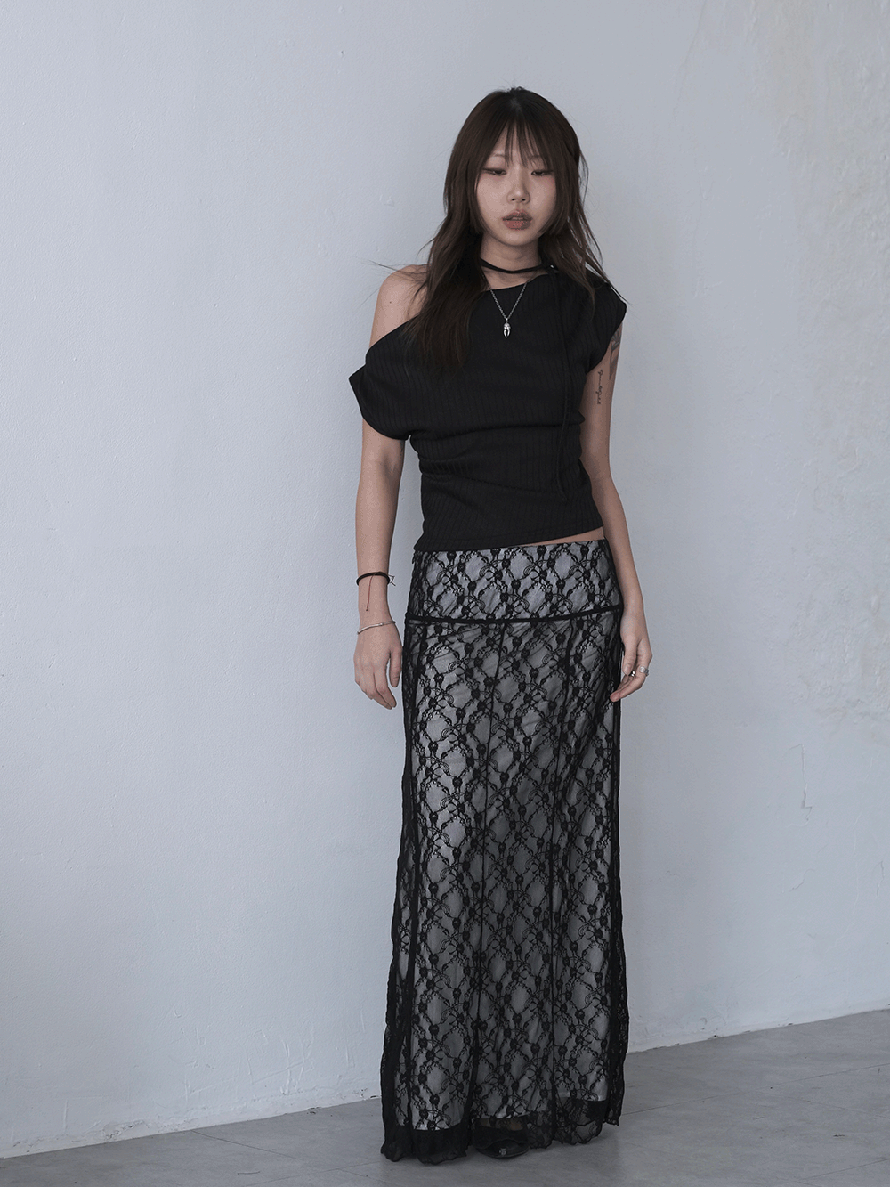 flower lace low long skirts